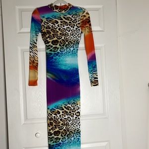 Multi colored animal print dress, size small,